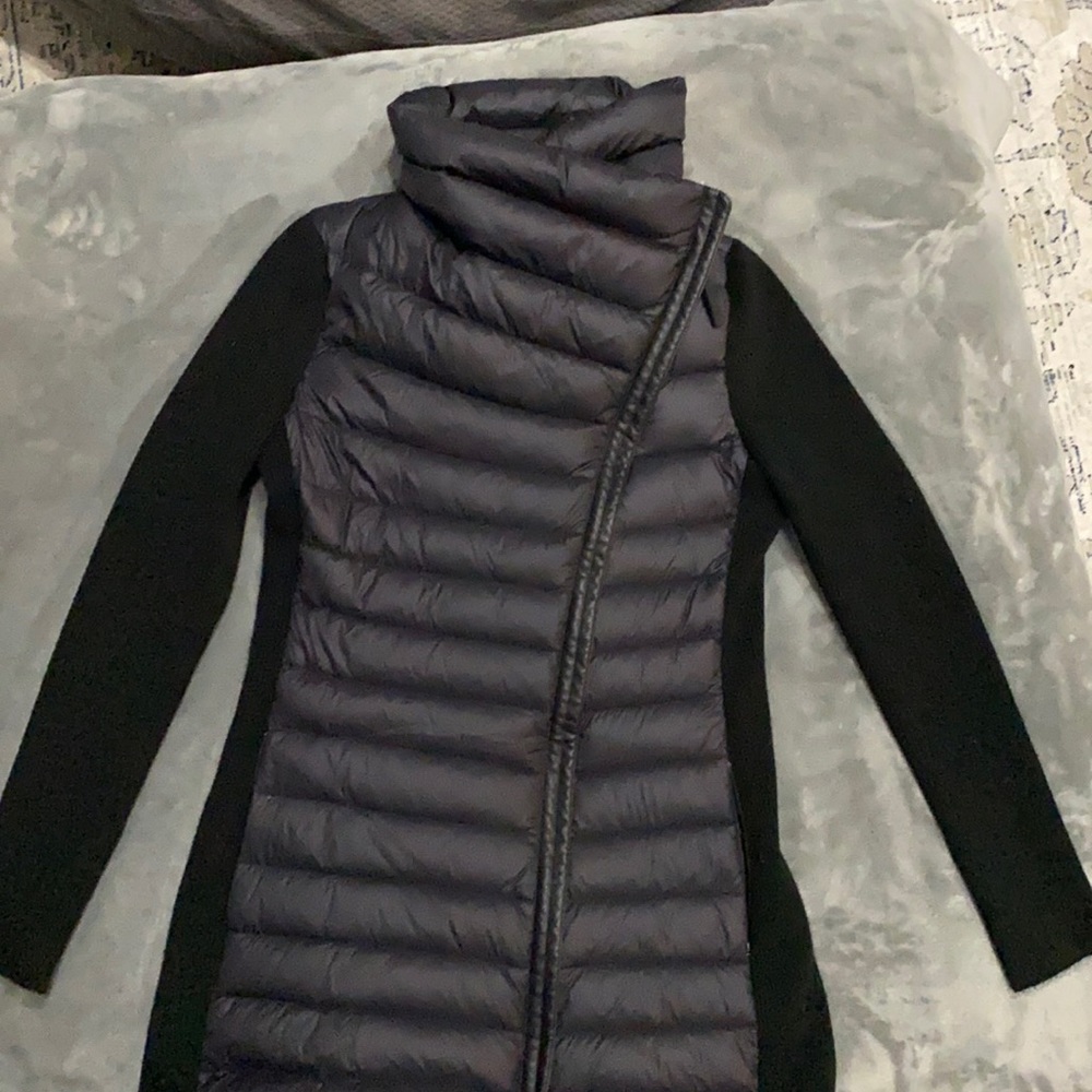 Calvin Klein Sweater Sleeve Down Filled Asymmetrical zipper Coat
